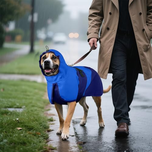 Dog Raincoat Waterproof Rain Jacket with Hood (XXL(Back Length23.6") / Blue)