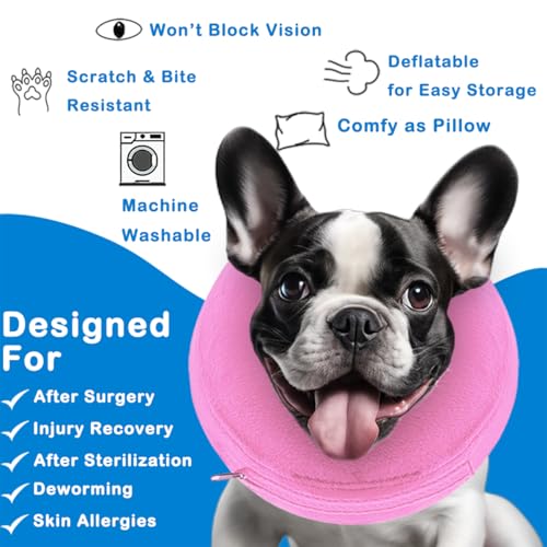 Inflatable Dog Cone Collar (Pink / Extra Large [Neck: 18"-23"])