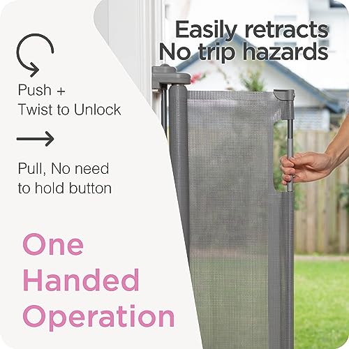 Retractable Baby Gate (Gray / 41" Tall x 71" Wide)