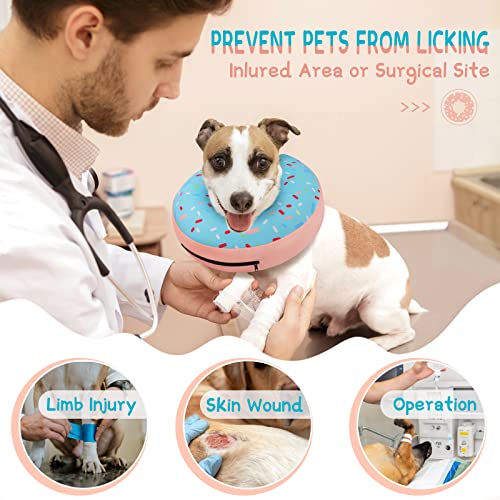 Inflatable Dog Cone Collar Alternative After Surgery (Donut Blue / S(Neck 7"-9.5"))