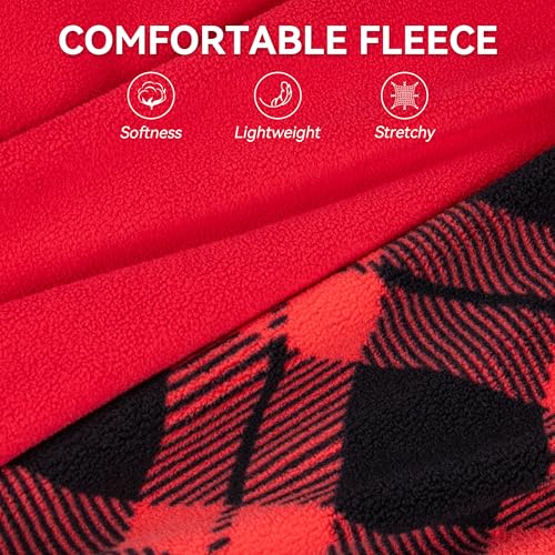 2 Pack Fleece Dog Sweater Pullover Lightweight Reflective Jacket (XXX-Large / Red & Buffalo Plaid)