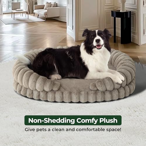 Calming Dog Bed for Large Sized Dogs (Oatmeal / Large)