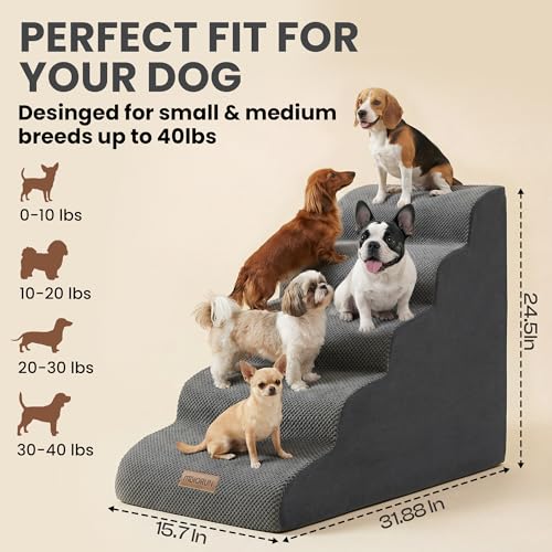 Dog Stairs Replacement Cover for 5 (Light Grey / Cover 24.5"H)