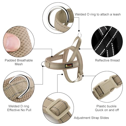 No Pull Dog Harness for Puppy Small Dogs (XS: chest 13.8"-17.3" / Beige)