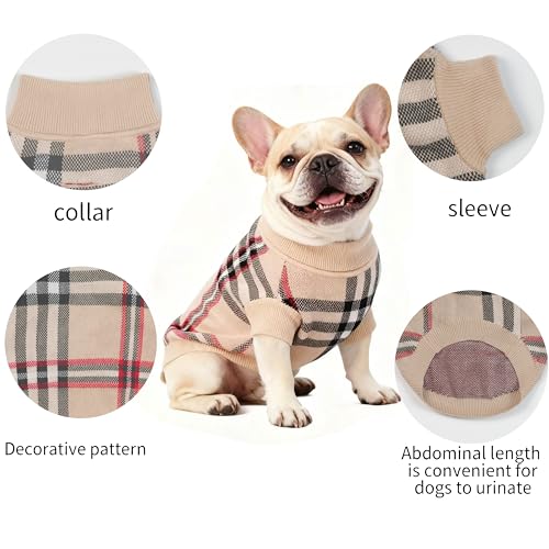 Small Medium Dog Sweater (Grid Apricot / Large)