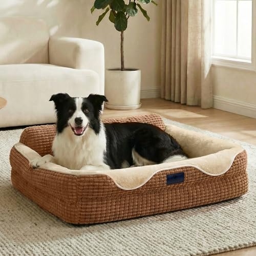 Square Dog Bed Medium Size Dog (Mocha Brown / 36"L x 26"W x 8"H)