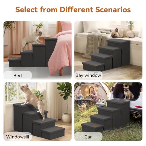 Dog Stairs with Storage (Dark Grey No Condo / 4)