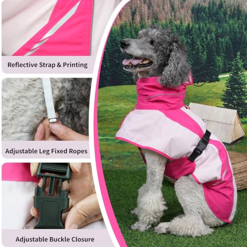Waterproof Dog Raincoat (Dark Pink&Pink / X-Large)