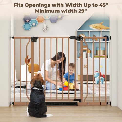29" 45" Baby Gate for Stairs & Doorways (Brown / 29-45"Wide, 30"Tall)
