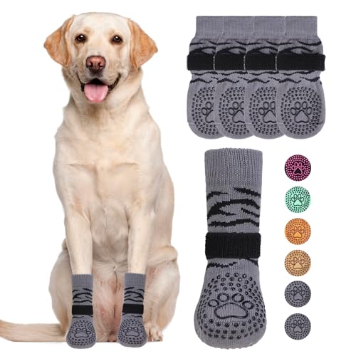 Dog Socks for Hot (Tiger Grey / Large (4 Pack))