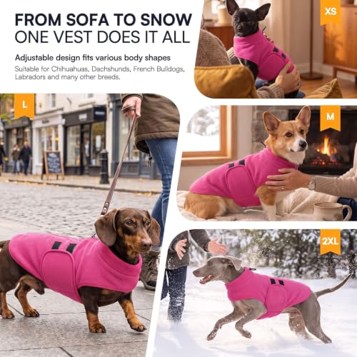 Cat Sweater Soft Fleece Dog Vest Warm Dog Jacket with Leash Hole (Pink / XX-Small)