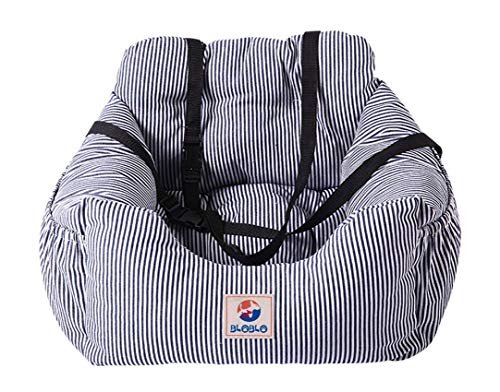 Dog Car Seat Pet Booster Seat Pet Travel Safety Dog Bed for Car with Storage Pocket (Blue)