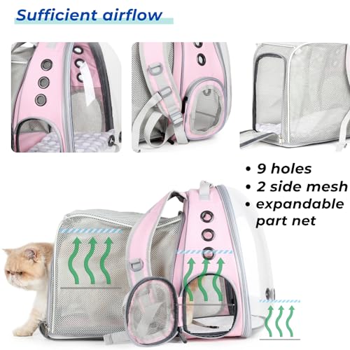 Cat Carrier Backpack (Square Back Expandable-Pink)
