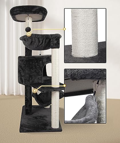 Cat Tree with Cat Condo and Big Hammock (39.4'' Dark grey)