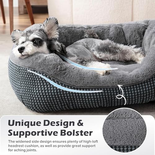 Large Dog Beds Large Sized Dog (L PLUS (38"x28"x8") / Dark Grey)