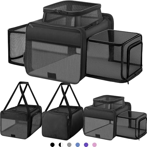 Top and 2 Sides Expandable Cat Carrier 18x11x11 TSA Airline Approved (Black / 18.0"L x 11.0"W x 11.0"H)
