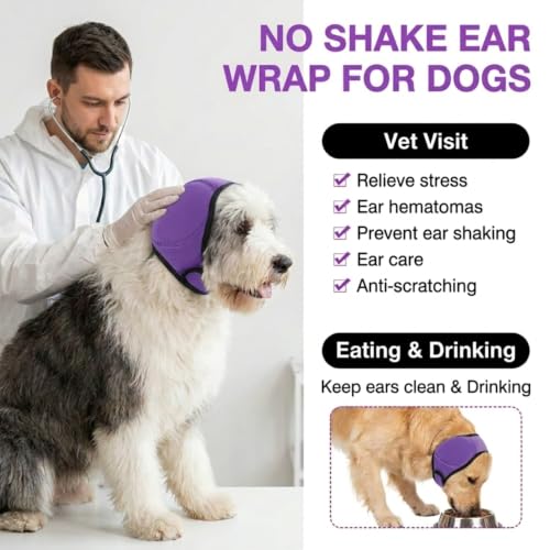 No Flap Ear Wraps for Dogs (Purple / S)
