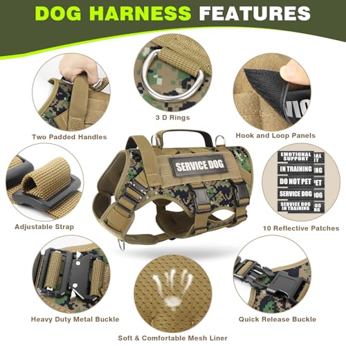 Service Dog Vest Harness for Large Dog (X-Large / Camo Forest)