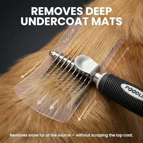 Poodle Dematting Fur Rake Comb Brush for Dogs and Cats (Black / Dematting Comb)