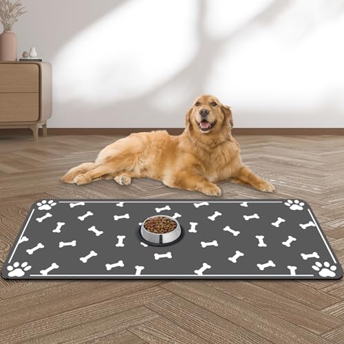 Large Pet Feeding Mat (dog bone print / 39.3"L x 15.7"W)