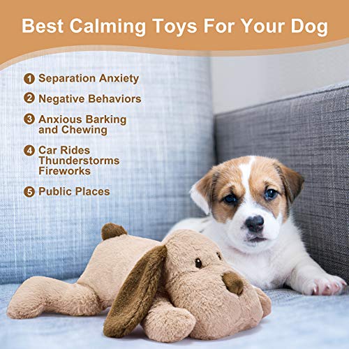 Puppy Heartbeat Toy for Anxiety Relief Dog Behavioral aid Toy for Puppies Sleep Aid Separation Anxiety Soother Cuddle (Brown)