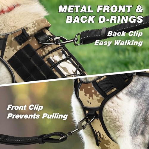 Tactical Dog Harness for Large Dogs (Camo / X-Large: 70-120 lbs (Chest:29-39",Neck:21-26"))