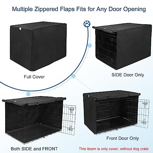 42" Dog Crate Cover for Large Wire Crate (42.0"L x 28.0"W x 30.0"H / Black)
