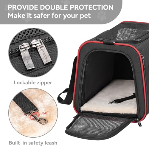 Large Expandable Cat Carrier for Travel (19"L x 12"W x 12"H / Black)
