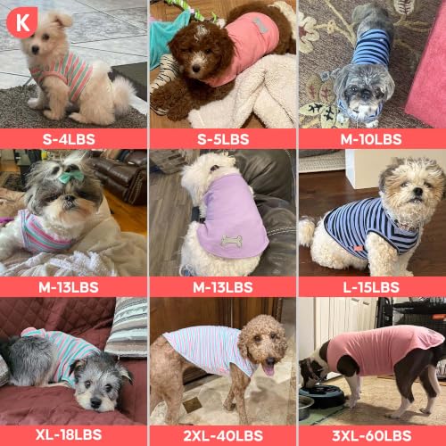 2Pack Cotton Dog Shirt for Large Dogs Soft Striped Tank Top (XXX-Large (55-75lbs) / 03# 2Pack (Purple+Purple Striped))
