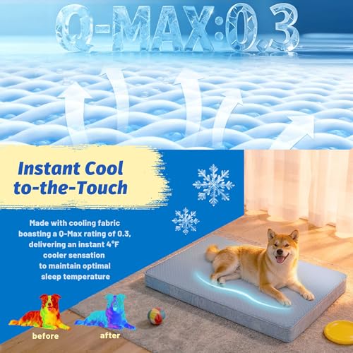 XL Cooling Dog Beds for Large Dogs (Blue / X-Large-41"x 29" x 3.5")