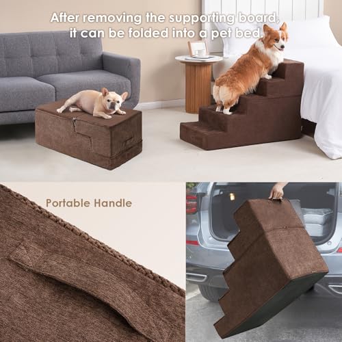 Dog Stairs for Bed 22.5" H (Brown / Extra Wide 17.7" x 35" x 22.5")