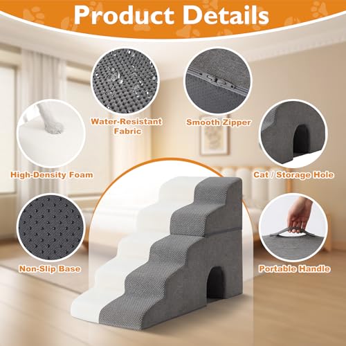 Dog Stairs for Bed 23'' H (Grey / Standard 15.5''x32.3''x23'')