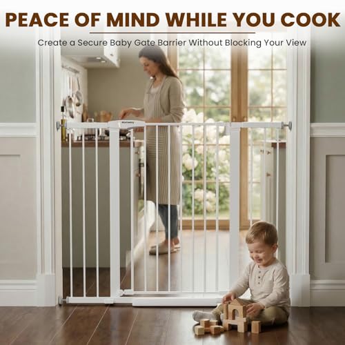 36" Extra Tall Baby Gate for Stairs (White / 29.7-48"W x 36"H)