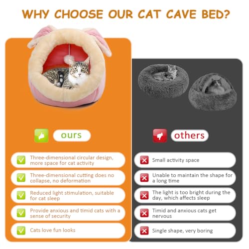 Cat Beds for Indoor Cats (Rabbite Pink / M)