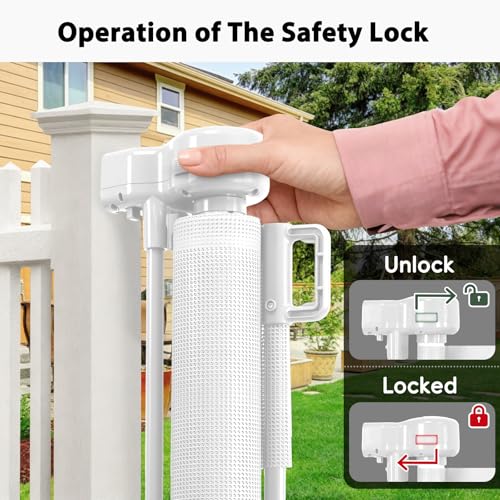 250" Extra Wide Retractable Dog Gate Outdoor Retractable Gate for Driveway (White / (48" Tall x 250" Wide))