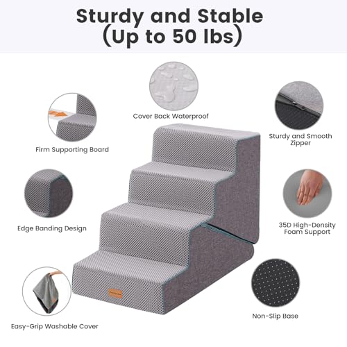 Dog Stairs for Small Dogs 22" H (Grey 2in1 / 15.75"x30"x22"Deformable)