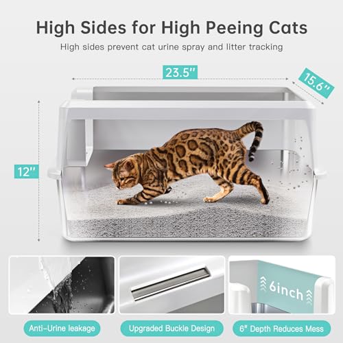 Stainless Steel Cat Litter Box (4 - White (Pack of 1))