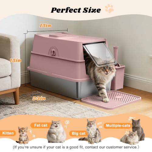 Stainless Steel Litter Box (Blush Pink / X-Large)