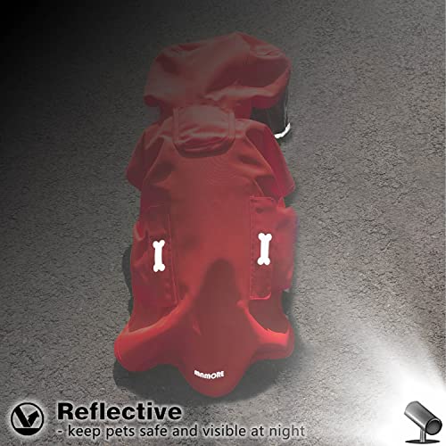 Dog Raincoat Waterproof Rain Poncho with Hoodie (Small: 9-13lbs / Red)