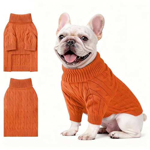 Small Dog Thermal Pullover Sweater (Orange(Order One Size Up) / Large)