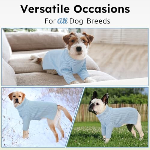 Dog Sweaters for Medium Dogs Waffle Knit Long Sleeve Dog Sweater (Blue / Medium)