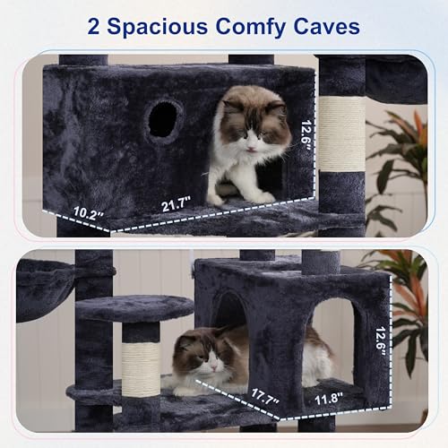 80.7'' Tall Cat Tree Tower for Indoor Cats 20 lbs+ (80.7'' / Smoky gray)