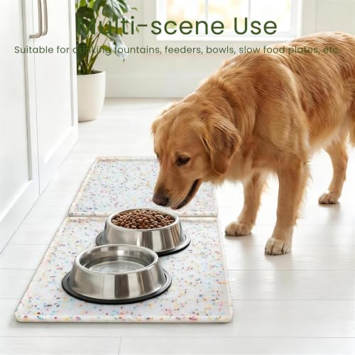 2 Pack Dog Food Mat Anti (18"L x 12"W - 2 Pack / Donut-White)