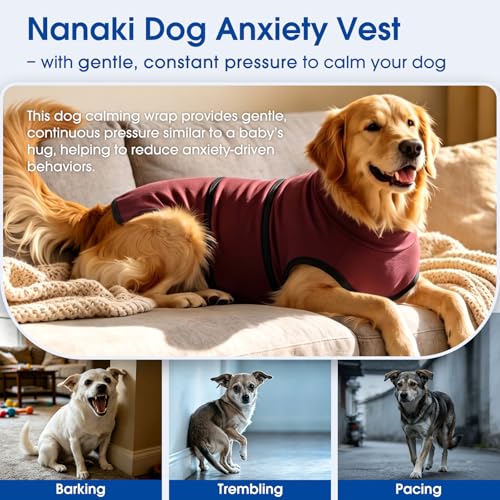 Adjustable Calming Vest Shirt for Dogs from Loud Noises (Red / X-Small(Chest Girth:18.1"))