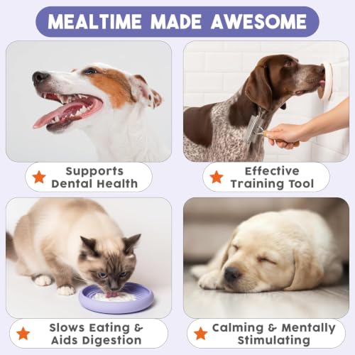 Lick Dish Silicone Dog & Cat Lick Mat Slow Feeder Dish (Periwinkle + Almond / Small)