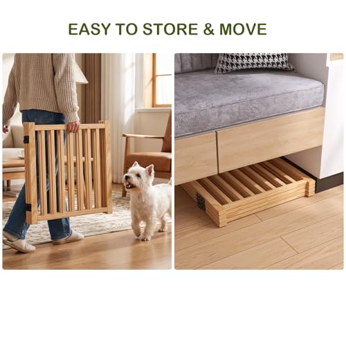 Wooden Freestanding Dog Gate Indoor (【6 Panels】H:23'')