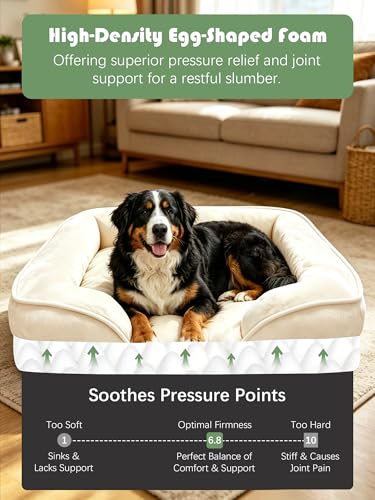 Orthopedic Dog Bed with Sides (48.0"L x 35.0"W x 8.0"Th / Ivory)
