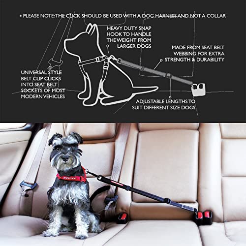 Click Dog Seat Belt Car Restraint (Black / Click - 17.5in - 26in)