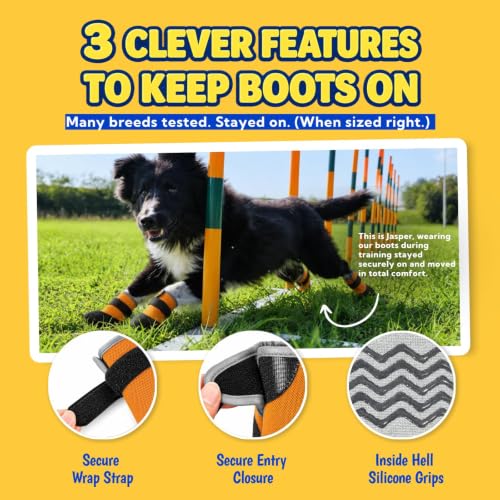 4Pcs Stay on Dog Booties (Yellow / XL)