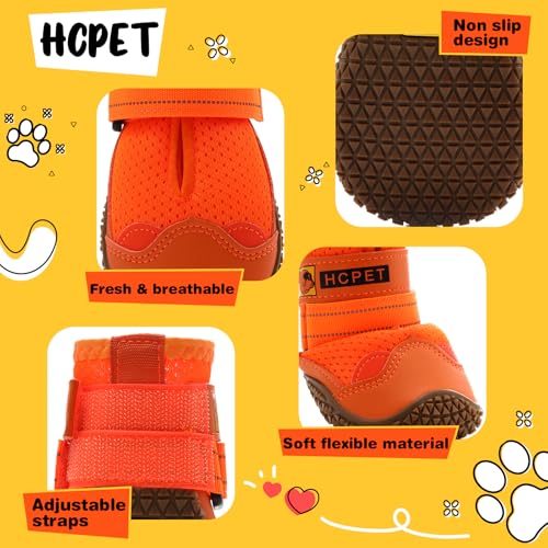 Dog Shoes for Dogs (Orange / Width 1.37 in)